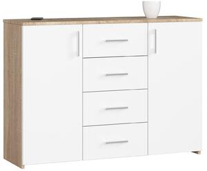 Comodă Kiran (Stejar sonoma + Alb). Promo -16%. 1128714