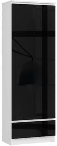 Dulap cu rafturi Renzo (Alb + negru lucios). Promo -22%. 1128787