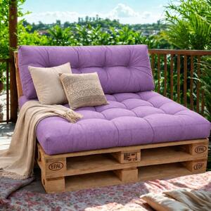 Set 2 perne groase pentru paleti gradina, saltea si spatar, mov