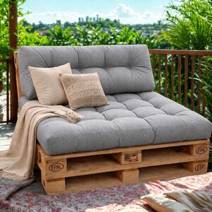 Set 2 perne groase pentru paleti gradina, saltea si spatar, gri