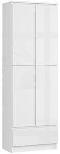 Dulap cu rafturi Renzo (Alb + alb lucios). Promo -16%. 1128790