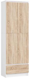 Dulap cu rafturi Renzo (Alb + Stejar sonoma). Promo -19%. 1128788
