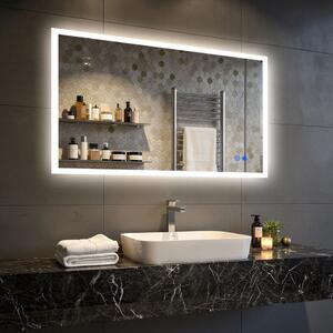Oglindă dreptunghiulară de baie cu iluminare LED 120x70 cm