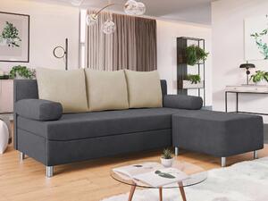 Set mobilier tapițat Comfivo ArtesFuncția de dormitFuncția de dormit, Cutie de patSpațiu de depozitare, Gri inchis, Tapiterie