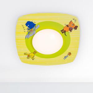 Elobra Plafonieră LED mouse, galben, Ø 58 cm, lemn, Galben, Camera copiilor, Lemn