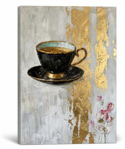 Tablou canvas cu ceașcă de cafea și detalii pictate manual - 40x60 cm