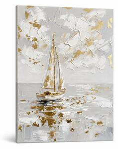 Tablou cu velier pe mare – decor mural cu detalii pictate manual - 40x60 cm