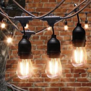 Ghirlanda cu lumina calda, de exterior, 30 metri, 30 becuri, bec clar, alb cald