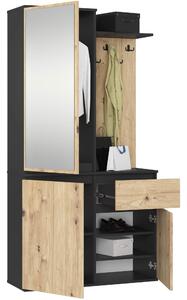 Set mobilier hol Enteruno (negru + stejar artisan) (cu oglindă). Promo -13%. 1128856