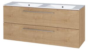 Mereo Mereo, Bino, dulap baie cu chiuveta ceramica 121 cm, alb, stejar, MER-CN623