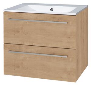 Mereo Mereo, Bino, dulap baie cu chiuveta ceramica 61 cm, alb, stejar, MER-CN620