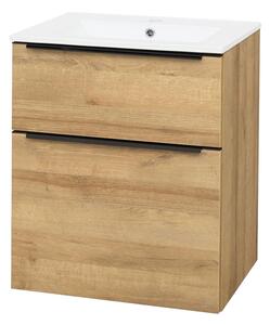 Mereo Mereo, Mailo, dulap baie cu chiuveta ceramica 61 cm, maner negru, MER-CN520B