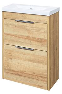 Mereo Mereo, Vigo, dulap baie cu chiuveta ceramica, 51 cm, alb, stejar, MER-CN320