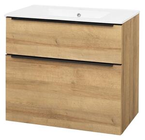 Mereo Mereo, Mailo, dulap baie cu chiuveta ceramica 81 cm, maner negru, MER-CN521B