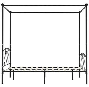 Cadru de pat cu baldachin, negru, 160 x 200 cm, metal