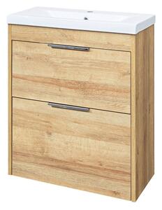 Mereo Mereo, Vigo, dulap baie cu chiuveta ceramica, 61 cm, alb, stejar, MER-CN321