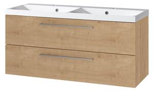 Mereo Mereo, Bino, dulap de baie din marmură turnată 121 cm, alb, stejar, MER-CN623M