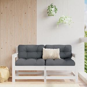Canapea de colț de grădină, 2 buc., alb, lemn masiv de pin