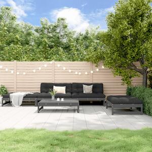 Set mobilier relaxare de grădină 5 piese gri lemn masiv de pin