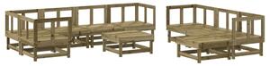 Set mobilier relaxare de grădină, 10 piese, lemn de pin tratat