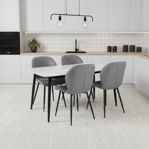 Set Masă fixă Atlas Marble Alb cu 4 Scaune Opal Gri