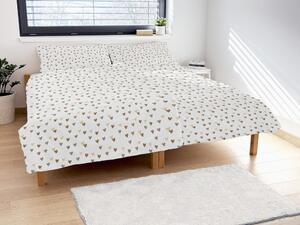 Lenjerie de pat din bumbac INIMIOARE - Maro | 140 x 200 cm / 70 x 90 cm