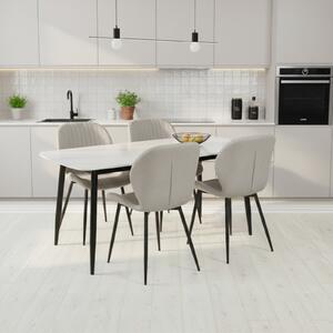 Set Masă fixă Atlas Marble Alb cu 4 Scaune Opal Capucino