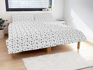 Lenjerie de pat din bumbac INIMIOARE - Gri | 140 x 200 cm / 70 x 90 cm