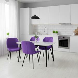 Set Masă fixă Atlas Marble Alb cu 4 Scaune Opal Mov