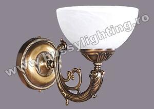 Aplica Polo cu 1 Brat, Desing Clasic, Finisaj Bronz Antic, Abajur Alb - Bussy Lighting 7192-52-19