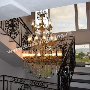 Lustra Bufalo cu 36 Brate, Desing Barocco, French Gold - Bussy Lighting 0734-78-36
