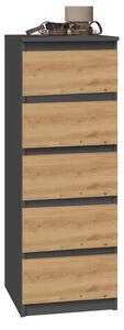 Comodă Musecalo 5 (antracit + stejar artisan). Promo -19%. 1132801