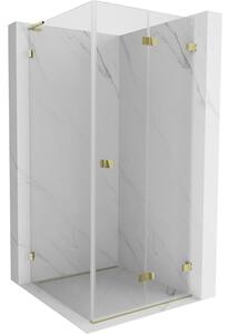 Mexen Lunar-F L, duș rabatabil dreapta 90 x 90 cm, sticlă transparentă de 8 mm, profil auriu, 836L-090-090-50-00-P