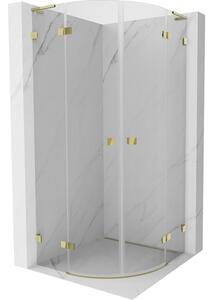 Mexen Lunar, cabină de duș semicirculară cu balamale L 70 x 70 cm, sticlă transparentă de 8 mm, profil auriu, 833L-070L-070P-50-00