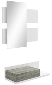 Mobilier de Intrare 2 in 1 cu Oglinda de Perete 75x3.5x75cm si Sertar 75x30.5x20cm, pentru hol, din MDF si Sticla, Gri-Alb HOMCOM | Aosom Romania