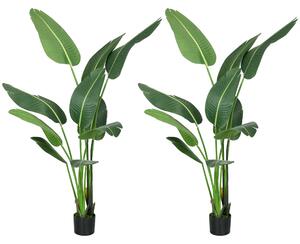 HOMCOM Palmierul Calatorilor Artificial de 5 metri Cu Ghiveci, Planta Artificiala, Pentru Decorarea Camerei De Zi, Biroului De Acasa | Aosom Romania