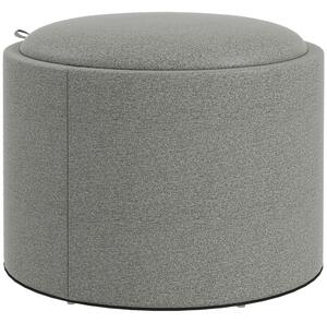HOMCOM Taburet otoman rotund cu capac rabatabil stil tava, Taburet cu material similar inului, Masuta de cafea cu spatiu ascuns de depozitare