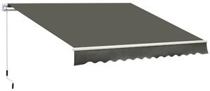 Outsunny Copertină Pliabilă pentru Exterior, Copertină Tip Roll-Up cu Deschidere Manivelă, 350x250 cm, Gri | Aosom Romania