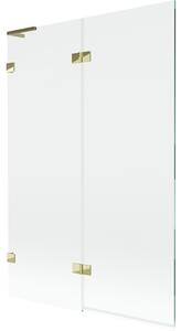 Mexen Lunar L, paravan de cadă cu 2 aripi, stânga, 120 x 150 cm, sticlă transparentă, auriu strălucitor, 897L-120-100-50-00-L