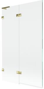 Mexen Lunar L, paravan de cadă cu 2 aripi, stânga, 110 x 150 cm, sticlă transparentă, auriu strălucitor, 897L-110-100-50-00-L