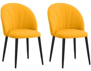 HOMCOM Set 2 Scaune de Sufragerie Tapițate cu Design Nordic și Ergonomic, 52x54x79 cm, Galben | Aosom Romania