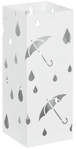 HOMCOM Suport pentru Umbrele din Metal cu 4 Cârlige, Suport pentru Umbrele cu Design Modern, 15,5x15,5x41 cm, Alb | Aosom Romania
