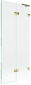 Mexen Lunar L, paravan de baie cu 2 aripi dreapta 80 x 150 cm, sticlă transparentă, auriu strălucitor, 897L-080-100-50-00-P