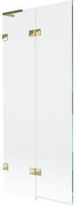 Mexen Lunar L, paravan de cadă cu 2 aripi, stânga, 80 x 150 cm, sticlă transparentă, auriu strălucitor, 897L-080-100-50-00-L