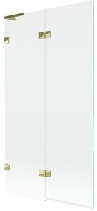 Mexen Lunar L, paravan de cadă cu 2 aripi, stânga, 100 x 150 cm, sticlă transparentă, auriu strălucitor, 897L-100-100-50-00-L
