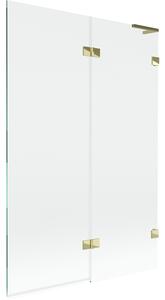 Mexen Lunar L, paravan de cadă cu 2 aripi, dreapta, 120 x 150 cm, sticlă transparentă, auriu strălucitor, 897L-120-100-50-00-P