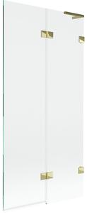 Mexen Lunar L, paravan de baie cu 2 aripi dreapta 90 x 150 cm, sticlă transparentă, auriu strălucitor, 897L-090-100-50-00-P