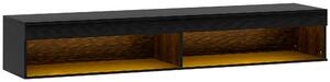 HOMCOM Suport TV Plutitor cu Lumini LED pentru Televizoare de Până la 190 cm, Consolă Media cu Raft de Depozitare, 180x40x30 cm, Negru | Aosom Romania