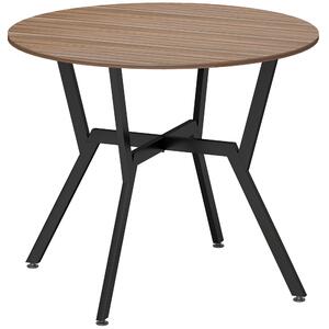 HOMCOM Masă Rotundă de Sufragerie pentru 2 Persoane cu Suport în X, Masă Modernă din Lemn și Oțel, Ø90x76 cm, Maro | Aosom Romania