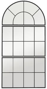 HOMCOM Oglindă de Perete Arcuită în Formă de Fereastră pentru Hol și Sufragerie cu 3 Agățători, 76x43 cm, Negru | Aosom Romania